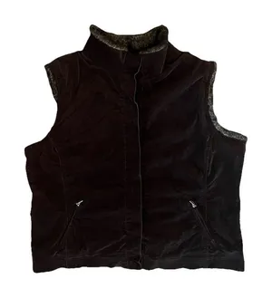 J. Jill Women’s Faux‎ Suede Vest 2X Faux Fur Lined Chocolate Brown thumbnail 1