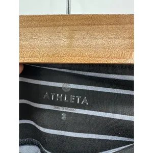 Athleta Womens Black Gray‎ Striped Polyester Spandex Full Length Leggings Small thumbnail 7