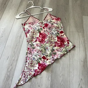 Y2K Floral Tank Top asymmetrical lace womens Red (medium) vintage feminine girly thumbnail 4