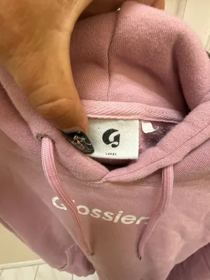 Glossier Original Pink Pullover Hoodie Size L thumbnail 3