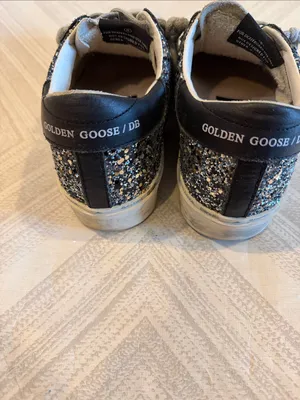 Golden Goose Deluxe Brand Hi Star Sneakers Size 35 Silver Glitter Gray Suede B thumbnail 6