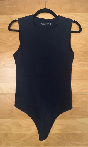 Black Sleeveless Abercrombie & Fitch One-Piece Bodysuit thumbnail 1