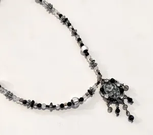 Victorian enamel style necklace Silver thumbnail 2