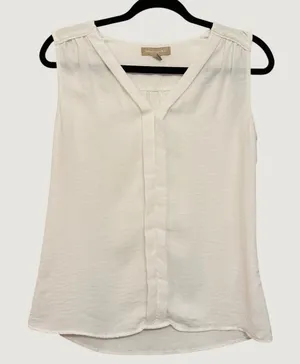 172 | Banana Republic V-Neck Pleated Sleeveless Blouse Top White‎ Womens 6 thumbnail 1