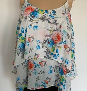 Paper Crane Floral Print Layered Women's Top thumbnail 3