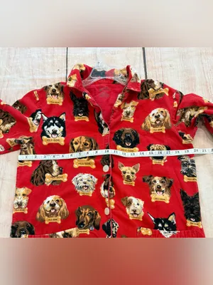 Nick & Nora Flannel Pajama Top Only Dog Breeds Milk Bone Top Womans Size Small thumbnail 6