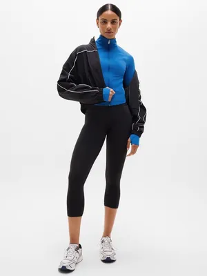 New Athleta XS Salutation Crop Jacket Breaker Blue X-Small Regular thumbnail 3