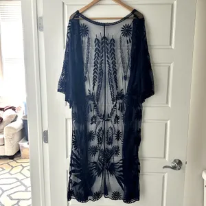 LulaRoe Navy Floral Embroidered Duster Sz S thumbnail 4