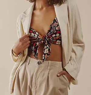 Free People NWOT Ava Floral Reversible Micro Top Large thumbnail 1