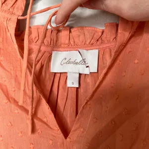 Cleobella Organic Cotton Orange Textured Long Sleeve Tie Neck Tunic Blouse S thumbnail 8