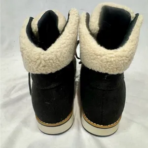 NEW Cliffs by White Mountain Cozy Shearling Lined Black Lace-up Boots Size 10 thumbnail 5