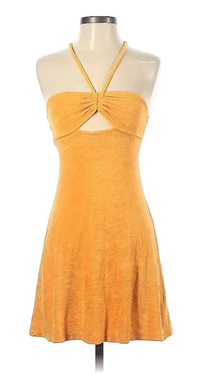 Orange terry cloth mini dress thumbnail 1