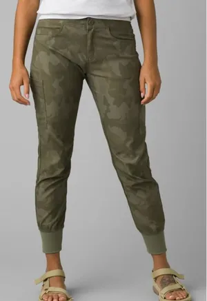 PRANA Halle Jogger II Camo Sage Green Hiking Cargo ReZion Pants Womens 4 Reg thumbnail 1