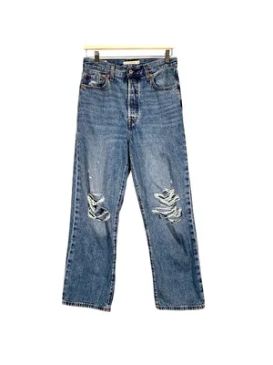 Levi's Ribcage Straight Ankle Distressed Jeans Size 28 thumbnail 2