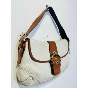 COACH White Brown Saddle SoHo Leather Hobo Leather Handbag F10192 thumbnail 2