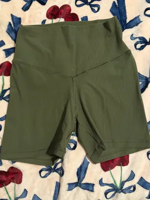 OFFLINE By Aerie Real Me XTRA Ribbed High Waisted 5" Bike Short military green thumbnail 2