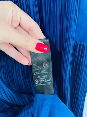 Anthropologie Blue Pleated Mini Dress XS Flowy Babydoll Minimalist Party thumbnail 5
