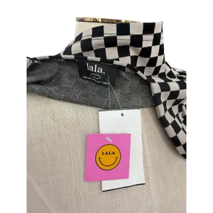 Dressed in Lala Checkerboard Crop Tank Top Black White NWT Size Large‎ thumbnail 7