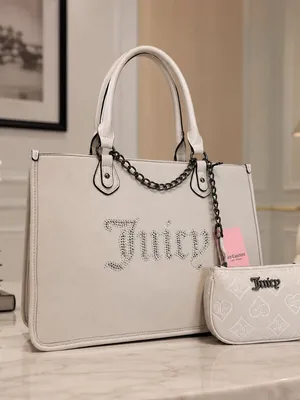 Juicy Couture Cream Rhinestone Tote with Velvet Mini Pouch NWT thumbnail 2