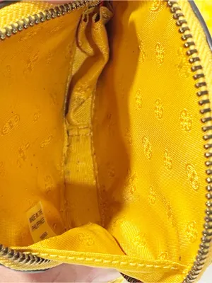 Tory‎ Burch Britten Coin Pouch Key Fob Yellow Bag Mini thumbnail 4