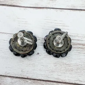 Vintage Screw Back Earrings Black Beads 7/8" thumbnail 5