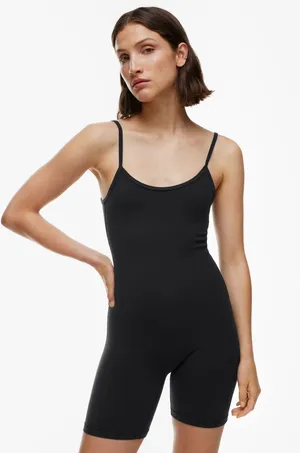 Aritzia TNA Romper Gloss Rhythm 7" Black thumbnail 1