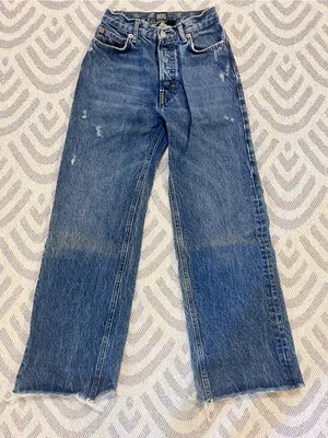 BDG // URBAN OUTFITTERS Vintage Wide Leg High Rise Button Fly Blue Jeans 24 thumbnail 1