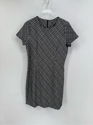 Spanx Women small Black White Jacquard Plaid Short Sleeve Ponte Mini Dress thumbnail 3