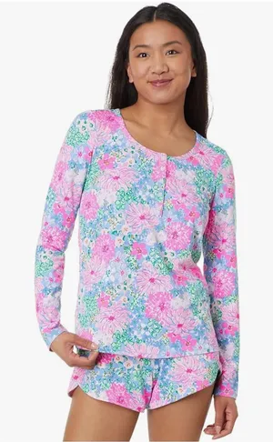 Lilly Pulitzer PJ Knit Henley Top Lil Soiree All Day thumbnail 1