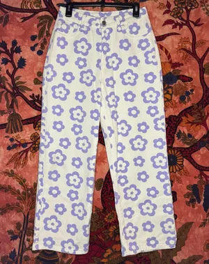 White Denim Purple Floral Jeans thumbnail 1