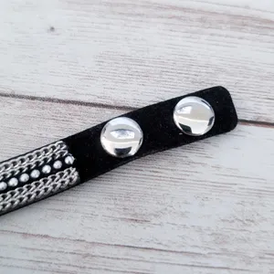 Black & Silver Tone Studded Bracelet with Chains Design Emo Goth Skater thumbnail 4