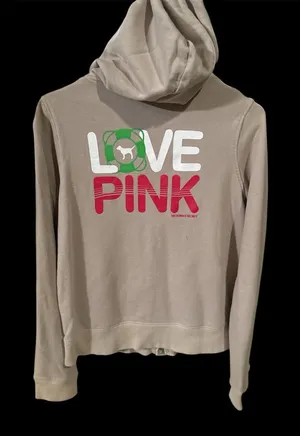 vintage Victoria secret Pink Graphic Sweatshirt beige dog logo m hoodie zip up thumbnail 1