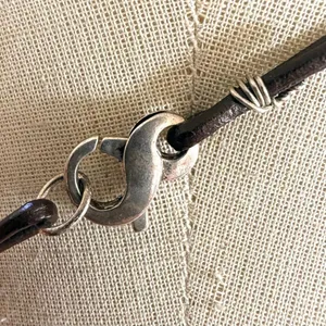 Handcrafted Sterling Silver Smoky Quartz & Peacock Pearl Leather Cord Necklace thumbnail 5