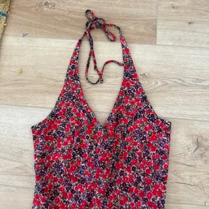 City Triangles Y2K Dainty Floral V-Neck Halter High Low Midi Dress Red Black Size thumbnail 4