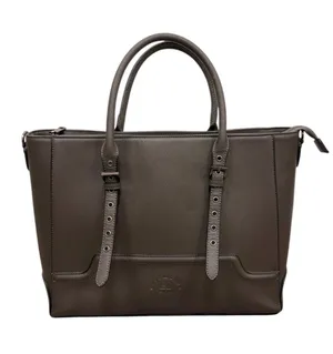 Laptop Travel Tote Bag Granite Grey Saffiano Eco Leather 15.6in Size Large thumbnail 1
