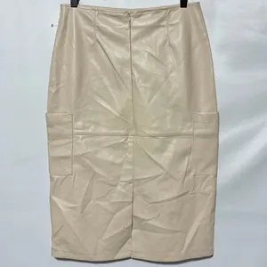 New Hunter & Brown Faux Leather Cargo Pocket Midi Pencil Skirt Beige Size Medium thumbnail 7