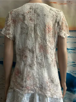 Brittany Black Floral Lace Overlay V-Neck Top Blouse Women’s SM thumbnail 2