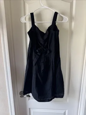 NWT Free People Black Mini Dress with Ruched Straps and A-Line Skirt / A29 thumbnail 4