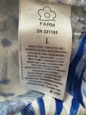 Farm Rio Garden Tiles Linen Puff Sleeves Mini Dress Size Large thumbnail 13