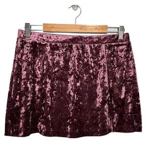 New Nordstrom Skirt L Crushed Velvet Velour Mini Retro 90s Y2K Abound Burgundy thumbnail 1