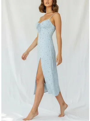HOUSE OF CB Carina Floral Bustier Midi Dress, Blue, Large thumbnail 2