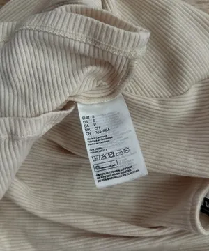 H&M Divided Cream Ribbed Sweetheart Long Sleeve Crop Top S thumbnail 6