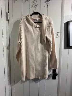 FREE PEOPLE BEACH NWT Cozy Cream Ribbed Knit Sweater dress thumbnail 2