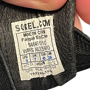 Sorel Women's Out N About Leather Black Flats Sandals thumbnail 6