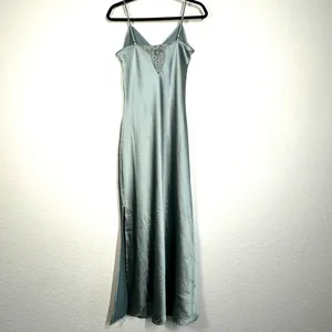 House of Harlow x Revolve M mint green slip maxi dress v neck sleeveless satin thumbnail 3