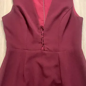 WAYF The Casey Plunge Neck Sleeveless Long Dress Burgundy Small! thumbnail 5