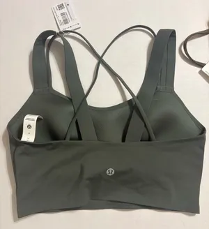 NWT new 4 lululemon like a cloud bra palm Deco dark green longline $68 d/dd thumbnail 1