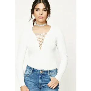 ✨Ribbed Plunging Lace-Up Top✨ thumbnail 4