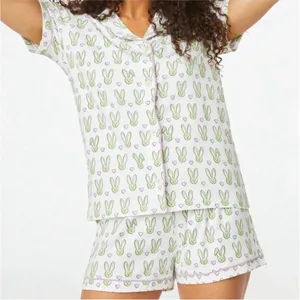 Roller Rabbit Mint Love Bunnies Polo Short PJ Pajama Set- Size P Petite XXS XS thumbnail 1