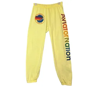 Aviator Nation Sweatpants Womens Small Yellow Rainbow Logo Fleece Jogger USA thumbnail 11